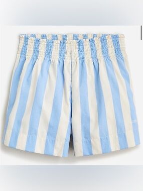J.Crew Fairfax Striped Blue and White Elastic Waist Shorts NWT